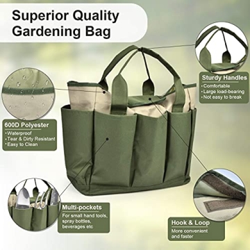 Sturdy Garden Tool Bag with 8 Pockets for Organizing