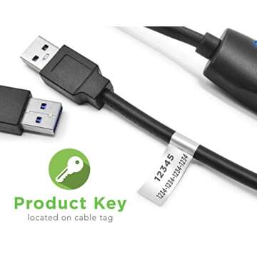 Plugable USB 3.0 Transfer Cable, Unlimited Use, Transfer Data Between 2 Windows PC's, Compatible with Windows 11, 10, 8.1, 8, 7, Vista, XP, Bravura Easy Computer Sync Software Included