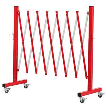 Easily Assembled Expandable Metal Barricade, Portable Safety Barrier with Casters, Flexible Fence Mobile Barrier Gate, Adjustable Traffic Fence