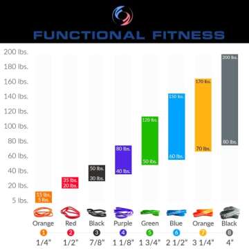 Functional Fitness Pull Up Assistance Resistance Band #5 - For 50 - 120 lbs of Resistance for Mobility, Stretching, Pilates, Exercise, Chin Ups, Powerlifting, Fitness & CrossFit …