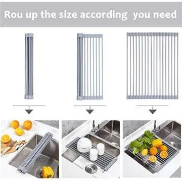 YIHONG 2 Pack Roll Up Dish Drying Rack, 17" L x 13" W Over The Sink Dish Drying Rack, Kitchen Multipurpose Foldable Dish Drainer for Sink Counter,Gray