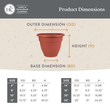 The HC Companies 12 Inch Caribbean Planter - Lightweight Indoor Outdoor Plastic Plant Pot for Herbs and Flowers, Dusty Teal