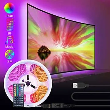 Enteenly LED Strip Lights, TV LED Lights for 32-60 in, DIY Timing RGB Led Light Strip with APP Control, Music Sync, USB Powered Tv Led Backlight with Remote, (9.8FT) for TV, PC, Mirror, Cabinets, etc