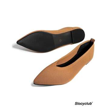 Slocyclub Flat Shoes for Women Classic Pointed Toe Slip On Ballet Shoes Knit Texture Black Leopard Comfortable Dress Shoes (8, Brown)
