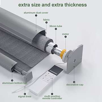 ZSHINE Motorized Zebra Blinds Compatible with Alexa Width (23-95 inches) Dual Layer Shades Cordless Horizontal Window Blind Customize Size for Home Office(Beige Yellow)…