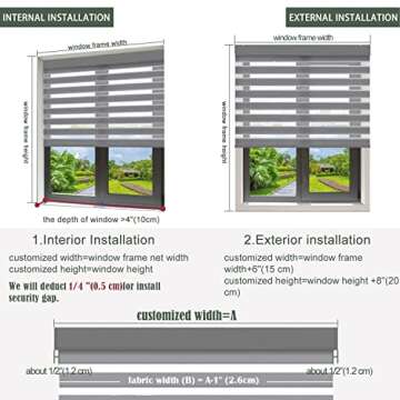 ZSHINE Motorized Zebra Blinds Compatible with Alexa Width (23-95 inches) Dual Layer Shades Cordless Horizontal Window Blind Customize Size for Home Office(Beige Yellow)…