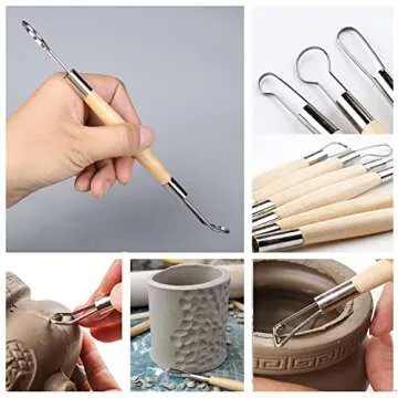 14PCS Ceramic Pottery Clay Ribbon Sculpting Tool Kit with Feather Wire Texture and Needle Detail Tools for Carving,Modeling,by Augernis