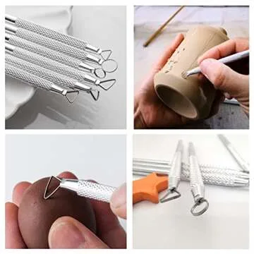 14PCS Ceramic Pottery Clay Ribbon Sculpting Tool Kit with Feather Wire Texture and Needle Detail Tools for Carving,Modeling,by Augernis
