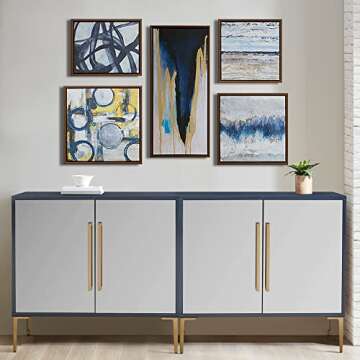 Madison Park Wall Art Living Room Décor - Galary Canvas Home Accent Modern Dining Bathroom Decoration, Ready to Hang Painting for Bedroom, Multi-Sizes, Blue Bliss 5 Piece