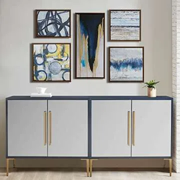 Madison Park Wall Art Living Room Décor - Galary Canvas Home Accent Modern Dining Bathroom Decoration, Ready to Hang Painting for Bedroom, Multi-Sizes, Blue Bliss 5 Piece