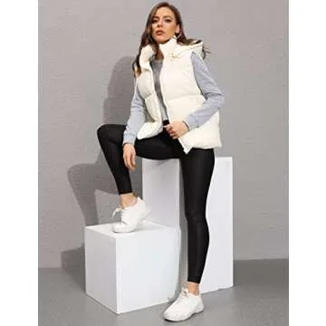 Tanming Women's Lightweight Removable Hood Puffer Vest