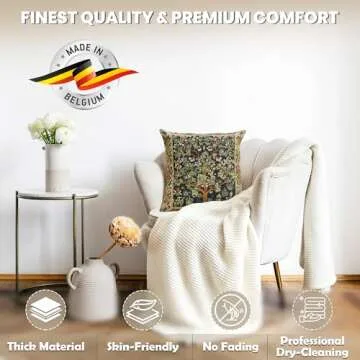 Charlotte Home Furnishings Throw Pillow Covers, Decorative Boho Pillow Covers for Couch, Living Room, Blue Tree Square Cushion Cases 18x18 in, European Cotton Jacquard Woven for Cozy Bedroom Decor