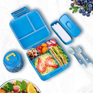 JXXM Bento Lunch Box for Kids With 8oz Soup thermo,Leak-proof Lunch Containers with 5 Compartment,th...