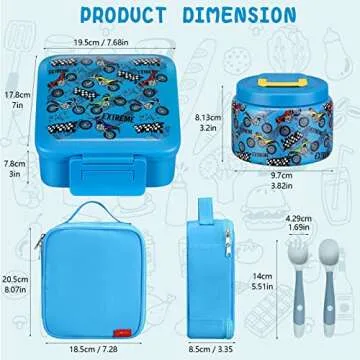 JXXM Kids Bento Lunch Box with Soup Thermo & Compartments
