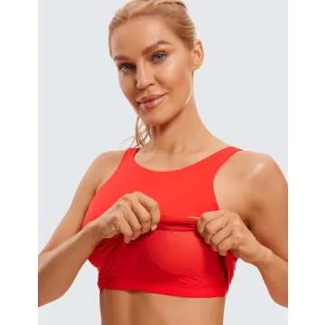 CRZ YOGA Butterluxe High Neck Longline Sports Bra - Deep Red