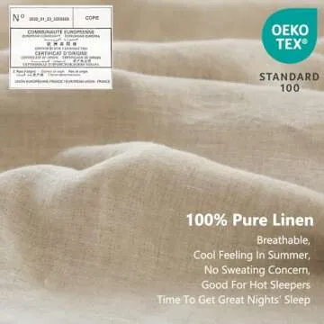 Simple&Opulence 100% Linen Sheet Set with Embroidery Washed - 3 Pieces (1 Flat Sheet & 1 Fitted Shee...