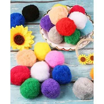 Pllieay 30pcs 15 Colors 2.4 Inch Very Large Assorted Pom Poms Arts and Crafts for DIY Creative Craft...