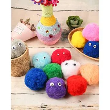 Pllieay 30pcs 15 Colors 2.4 Inch Very Large Assorted Pom Poms Arts and Crafts for DIY Creative Crafts Decorations, Water Balloons Outdoor Water Toys