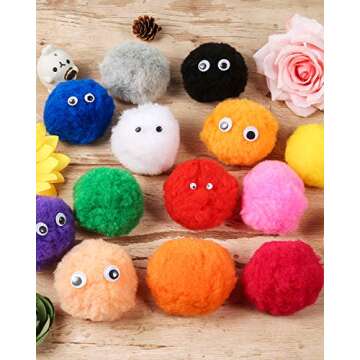 Pllieay 30pcs 15 Colors 2.4 Inch Very Large Assorted Pom Poms Arts and Crafts for DIY Creative Crafts Decorations, Water Balloons Outdoor Water Toys