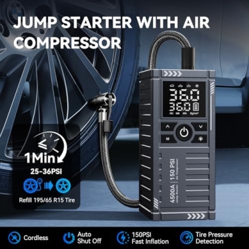 Powerful Jump Starter & Air Compressor 4500A 150PSI