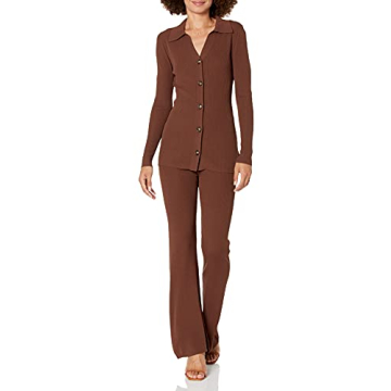 Constance Rib Button-Down Sweater for Women in Chocolate