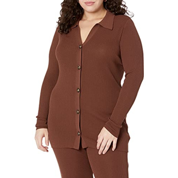 Constance Rib Button-Down Sweater for Women in Chocolate