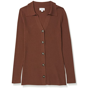 Constance Rib Button-Down Sweater for Women in Chocolate