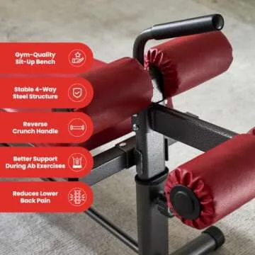 Gym-Quality Sit Up Bench with Reverse Crunch Handle - Solid Ab Workout Equipment for Your Home Gym. More Effective than an Ab Machine or Ab Roller. Get a Great Abdominal Workout at Home