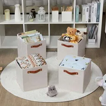 HNZIGE Foldable Storage Cubes for Organizing 11 x 11 Set of 4