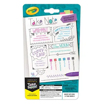 Crayola Medium Point Washable Gel Pens Set, School and Adult Coloring Supplies, 6 count