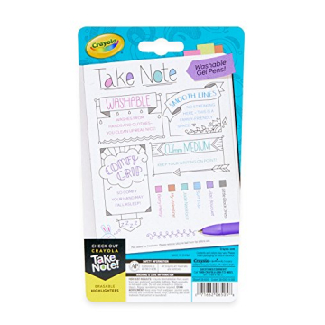 Crayola Medium Point Washable Gel Pens Set, School and Adult Coloring Supplies, 6 count