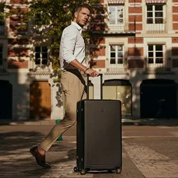 LEVEL8 Trunk Luggage, Large Suitcase 28 Inch Luggage with Spinner Wheels, Luminous Textured 28 Inch Checked Large Luggage, Lightweight Hard Case with Tsa Lock, 28 Inch, Black