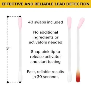 Sherlock Instant Lead Paint Test Kit (40 Count) | Rapid Results in Less Than 30 Seconds | NO Vinegar Needed | Check Lead in Painted Surfaces, Wood, Metal & More | Disposable Cotton Swabs