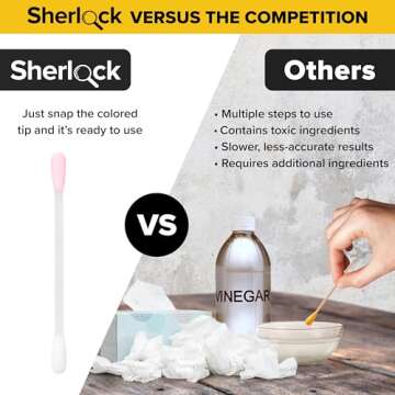 Sherlock Instant Lead Paint Test Kit (40 Count) | Rapid Results in Less Than 30 Seconds | NO Vinegar Needed | Check Lead in Painted Surfaces, Wood, Metal & More | Disposable Cotton Swabs