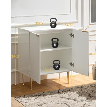SICOTAS Elegant Fluted White Storage Cabinet Set