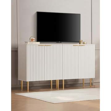 SICOTAS Elegant Fluted White Storage Cabinet Set