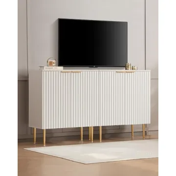 SICOTAS Elegant Fluted White Storage Cabinet Set