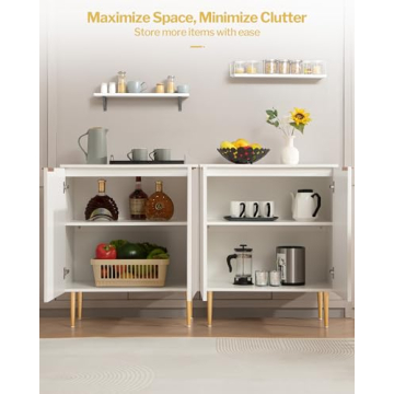 SICOTAS Elegant Fluted White Storage Cabinet Set