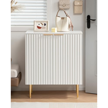 SICOTAS Elegant Fluted White Storage Cabinet Set