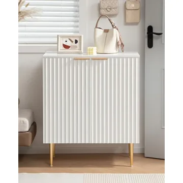 SICOTAS Elegant Fluted White Storage Cabinet Set
