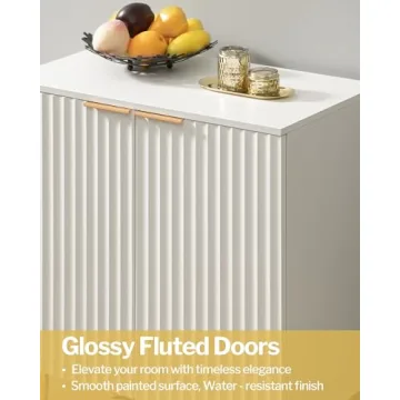 SICOTAS Elegant Fluted White Storage Cabinet Set