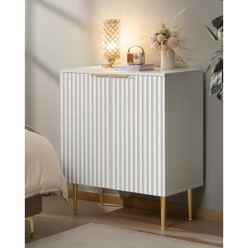 SICOTAS Elegant Fluted White Storage Cabinet Set