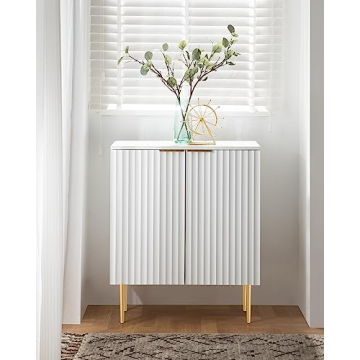 SICOTAS Elegant Fluted White Storage Cabinet Set