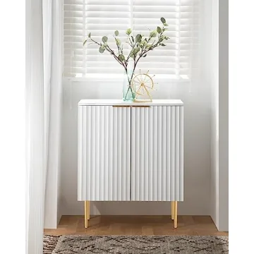 SICOTAS Elegant Fluted White Storage Cabinet Set