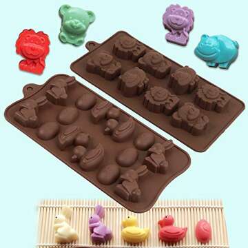 Diverse Animal Silicone Molds for Chocolate & Candy Making