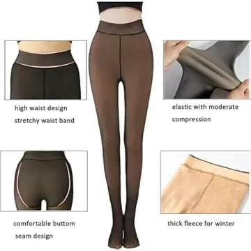 Fleece Lined Tights Women Winter Tight Warm Sheer Leggings Fake Translucent Pantyhose Thermal Tights...