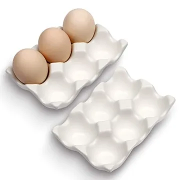 AbbyCindy Porcelain Egg Tray Set - 6 Cups for Stylish Kitchen Storage