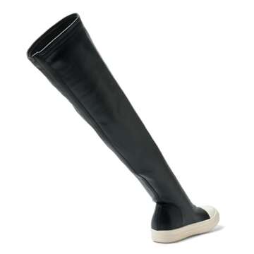 Kluolandi Women's Stretch Flat Over The Knee Thigh High Boots Comfort Knee-high Sneakers Black Thigh High Size 9