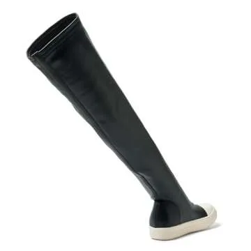 Kluolandi Women's Stretch Flat Over The Knee Thigh High Boots Comfort Knee-high Sneakers Black Thigh High Size 9