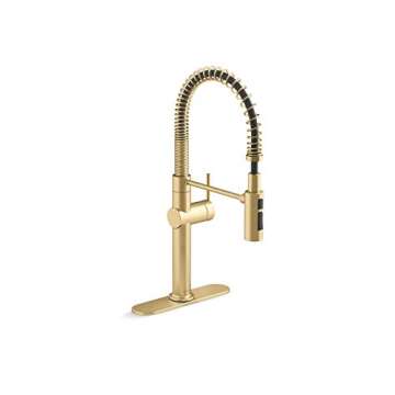 KOHLER 22973-2MB Crue High-Arc Kitchen Faucet with Pull Down Spring Spout, Professional Pre-Rinse Ki...